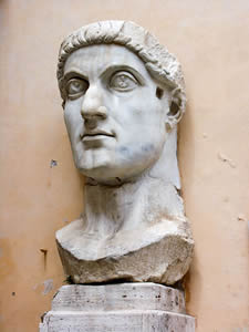 Marble head of 40-foot Colossus of Constantine.