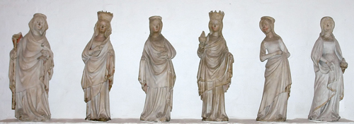 The Five Wise Virgins with a personification of the Church, c. 1400, St. Anne's Museum, Lübeck, Germany.
