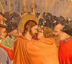 Judas betrays Jesus.
