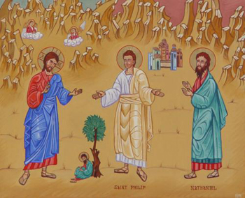 Jesus calling Philip and Nathaniel.