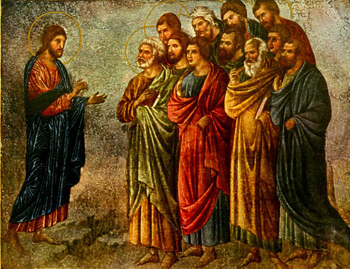 Jesus sending the Apostles, Duccio di Buoninsegna, ca. 14th century.