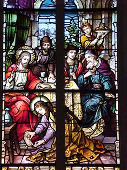 Marys Anointing Of Jesus Stained Glass Munich 1899 sm