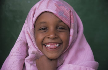 Somali girl laughing.