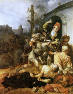 The Stoning of Paul and Barnabas at Lystra, by Barent Fabritius, 1672.