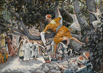 Zacchaeus in the Sycamore Awaiting the Passage of Jesus James Tissot sm