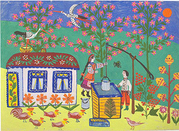 Maria Prymachenko, At the Well (1969).