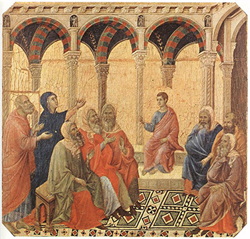 Disputation with the Doctors, Duccio di Buoninsegna, c. 1308–1311, tempera on wood.