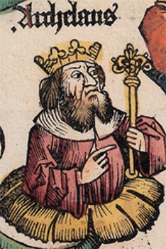 Herod Archelaus, in the 1493 Nuremberg Chronicle.