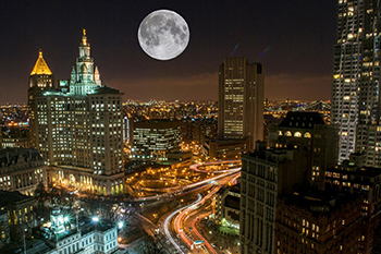 A Supermoon above New York City.