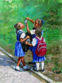 Caribbean art: School Girls.