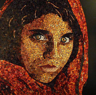 Gila the girl from the June 1985 National Geographic cover mosaic.